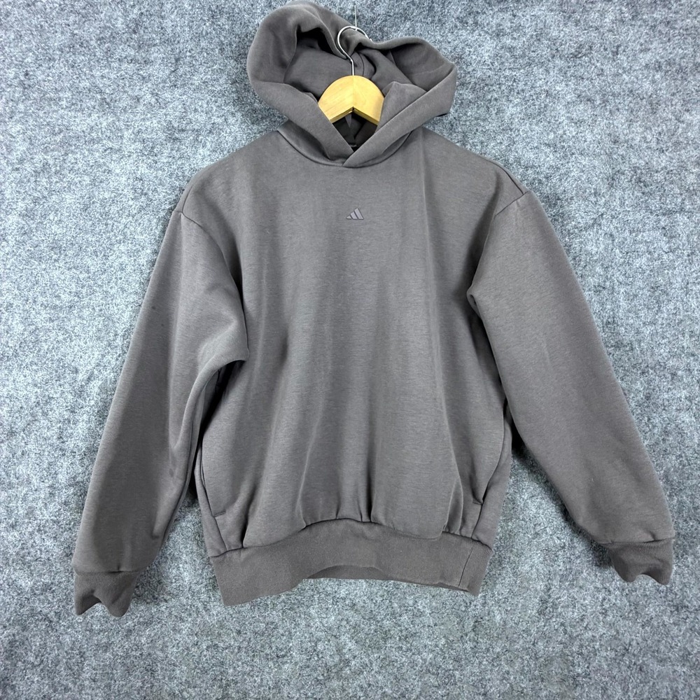 Adidas Basketball Sample Hoodie Womens 3XS Charcoal Fleece Full Back Logo Sports